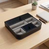 Plateau de bureau en cuir PU LG8072 avec plusieurs compartiments, idéal pour la maison et le bureau, plateau d'hôtel, organisateur d'objets divers, cadeaux d'entreprise