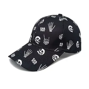 2024 men fashion party custom printing skeleton 6 panel baseball caps and hats