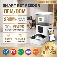 Distributeur automatique intelligent de nourriture pour animaux de compagnie 3L Premium avec enregistrement vocal et programmation des repas pour animaleries