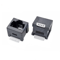 Prise réseau RJ45 8P8C 180 °   Connecteur PCB vertical tout plastique noir pour appareils Ethernet