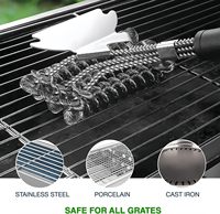 Brosse de nettoyage de barbecue en acier de 18'' avec grattoir, sans poils, robuste, pour fumeurs/barbecues au charbon/fours, outils de cuisson extérieurs