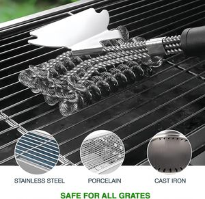 Spazzola per Griglia in Acciaio da 18'' con Raschietto, Spazzola per Pulizia BBQ Resistente Senza Setole, Utensili da Cucina per Affumicatori/Barbecue a Carbone/Forno - Product Image 3