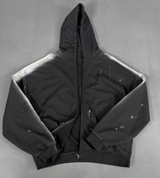 Fabricant OEM de sweats à capuche oversize pour hommes, en molleton épais 450-600 g/m², zippé, effet vieilli, en coton vierge, en tissu bouclé, pour hommes