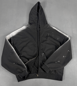 Fabricant OEM de sweats à capuche oversize pour hommes, en molleton épais 450-600 g/m², zippé, effet vieilli, en coton vierge, en tissu bouclé, pour hommes - Product Image 2