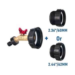 Garden Hose Connector 2.44" Fine & 2.36" Coarse Thread Plastic Anti-Rust Lead-Free Hose Faucet <b>Valve</b> for IBC Tank - Product Image 2