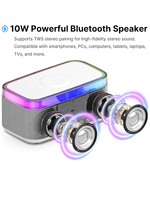 Enceinte portable S300 RGB LED sans fil Bluetooth, boîte de son de bureau 15W, chargeur de téléphone sans fil, horloge, alarme, écran d'affichage