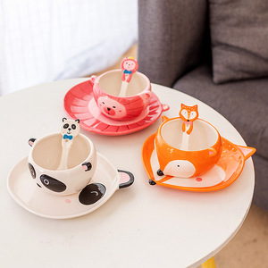 Tazas de Cerámica 3D para Niños con Lindos Animales, Diseño 3D de Panda y Zorro para Bebidas Calientes, <span class=keywords><strong>Desayuno</strong></span>, Leche, Comidas Infantiles - Product Image 1