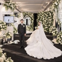 Mur de fleurs artificielles de luxe en soie, roses et hortensias, 2,4 m (8x8 pieds), pour événements, toile de fond photo, mariage