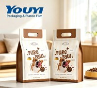 Sac d'emballage alimentaire pour animaux de compagnie de qualité alimentaire avec poignée de transport et fermeture éclair, design personnalisé imprimé pour l'emballage de nourriture pour chiens