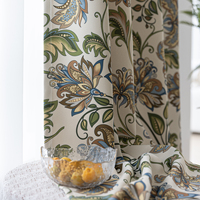 Rideaux occultants à isolation thermique bohème en polyester bleu profond avec impression florale vibrante bloquant la lumière pour la décoration de la maison/hôtel