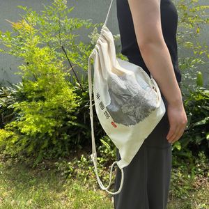 Wholesale Cotton Canvas Bag Printed Canvas <b>Drawstring</b> <b>Backpack</b> Bag With Custom Logo - Product Image 6