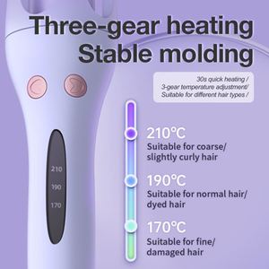Rizador de Pelo Profesional con Barril Giratorio Automático, Varita Rizadora PTC con 3 Ajustes de Temperatura, Calentamiento Rápido, Pantalla LCD 170-210 - Product Image 6