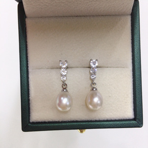 Boucles <span class=keywords><strong>d</strong></span>'Oreilles SHDIYAYUN en <span class=keywords><strong>Argent</strong></span> Pur S925 avec Aiguille, Design Goutte Zircon et Perles de Culture <span class=keywords><strong>d</strong></span>'Eau Douce Naturelles - Product Image 2