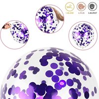 Kit de 60 Globos de Látex de 12 Pulgadas, Color Morado y Blanco, con Confeti, para Fiestas