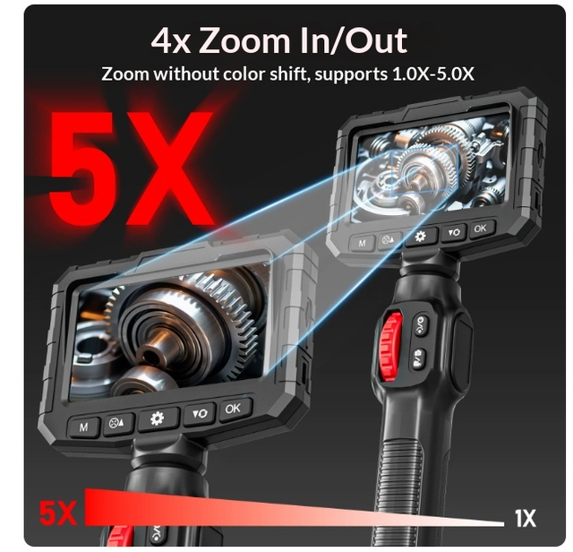200W 1080P HD IP67 Waterproof Pixel Articulated Industrial Endoscope Full 360 2-way Borescope Camera for Pipe Sewer Car Repair