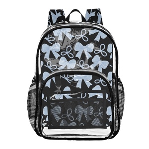 Blue Bow Patterns Customs Waterproof PVC Clear Plastic <b>School</b> Bags <b>Large</b> Clear <b>Backpack</b> Transparent Travel Bag - Product Image 1