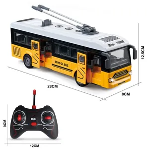 full function 4 CH plastic remote control bus toy light up remote control school bus toy