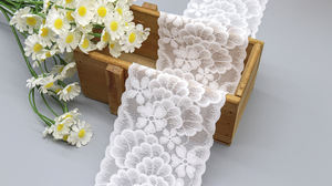 ลูกไม้ตกแต่งแบบใหม่ เนื้อนุ่ม ยืดหยุ่น ลายดอกไม้สีขาว สำหรับตกแต่งชุดชั้นใน - Product Image 3