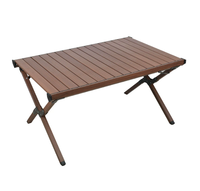 Table de camping portable SOLOMAN moderne en alliage d'aluminium, légère, réglable en hauteur, détachable, marron, 4 places, avec rangement