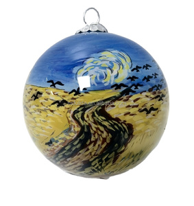 Bolas navideñas <span class=keywords><strong>de</strong></span> cristal <span class=keywords><strong>de</strong></span> <span class=keywords><strong>flor</strong></span> <span class=keywords><strong>de</strong></span> <span class=keywords><strong>almendro</strong></span> <span class=keywords><strong>de</strong></span> <span class=keywords><strong>Van</strong></span> <span class=keywords><strong>Gogh</strong></span>, adornos navideños pintados a mano para decoración festiva - Product Image 2