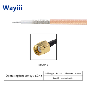 Wayiii RG316 coaxiale kabelassemblage, aanpasbaar, 6GHz microgolfcommunicatiekabel met RPSMA mannelijk naar RPSMA mannelijk, afgeschermd - Product Image 4