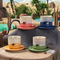 Kingze Tasse à café expresso arabe du Moyen-Orient et soucoupe de luxe unique 80ml avec logo personnalisé