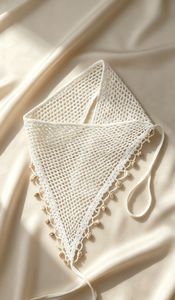 Cinturón de cintura blanco de ganchillo con diseño de triángulo hueco y borlas, estilo bohemio para mujer, accesorio de atar a la cintura para vacaciones - Product Image 4