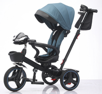 Tricycle en acier pour enfants de bonne qualité à 3 roues, tricycle pour bébé avec frein, barre de poussée réglable pour les enfants de 2 à 4 ans