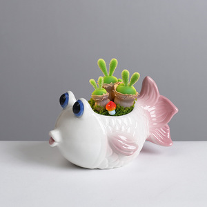 Vaso <span class=keywords><strong>per</strong></span> Piante Succulente in Ceramica a Forma <span class=keywords><strong>di</strong></span> <span class=keywords><strong>Pesce</strong></span> Tropicale, Ornamento Carino <span class=keywords><strong>per</strong></span> Piante Grasse, Vendita all'Ingrosso - Product Image 4
