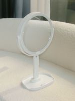 Miroir de maquillage blanc Winway, miroir de table en métal arqué avec LED, miroir de table portable avec lumière et capteur tactile