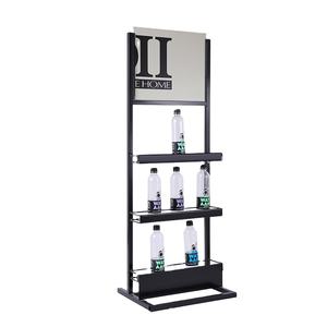 Estante de exhibición de metal independiente para supermercado minorista con niveles de piso y soporte para bebidas - Product Image 1