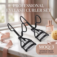 Recourbe-cils en métal noir mat en gros sous marque privée avec poignée à double boucle à ressort pour un rehaussement naturel des cils