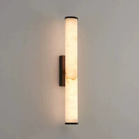 Décoration murale haut de gamme en pierre naturelle personnalisée, pierre intérieure rétroéclairée, lumière murale linéaire en onyx