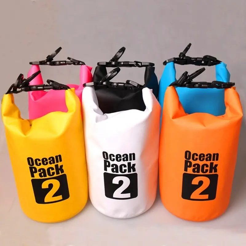 Mini dry bag 2L PVC Custom logo foldable waterproof ocean pack survival pack outdoor bag Free Sample