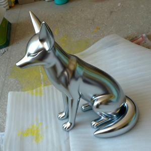 Statue di Animali in Fibra di Vetro Argento Lucido, Arte Moderna per Centri Commerciali e Aree Espositive - Product Image 6