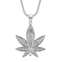 Collier pendentif feuille d'érable incrusté de diamants style Hip Hop, en acier inoxydable plaqué or 18K PVD de haute qualité, bijoux de mode - Grande vente RH