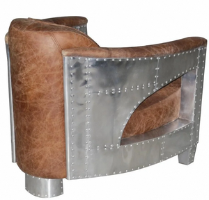 Sillón de Piloto Industrial de Cuero, Tapicería Premium, Diseño Ergonómico y Atemporal, Ideal para Sala de Estar Moderna - Product Image 5