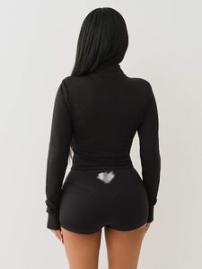 ชุดกีฬา G00014S 2ชิ้นมีซิปแขนยาวและกางเกงขาสั้นสำหรับผู้หญิงใส่ในฤดูร้อน2025 - Product Image 4