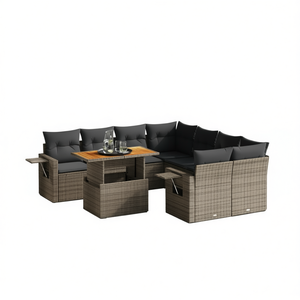 Conjunto de Sofás de Jardín de Ratán Moderno, 6 Plazas, Muebles de Exterior Resistentes a la Intemperie, Estructura de Mimbre, Diseño Contemporáneo - Product Image 1