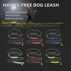 Adjustable Hand Free <strong>Dog</strong> Running Leash <strong>with</strong> Waist Bag Dual Neoprene Handle Reflective Nylon <strong>Dog</strong> <strong>Walking</strong> <strong>Lead</strong> - Product Image 2