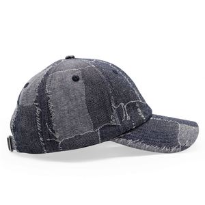 Logo Custom Plain Blank Washed Patchwork Denim Dad Cap Hats - Product Image 5