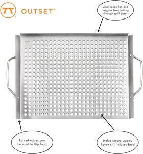 Cesta rectangular de acero inoxidable para asar verduras, bandeja de drenaje, bandeja para hornear, herramientas para barbacoa y camping al aire libre con mango de plástico - Product Image 5
