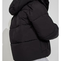 Doudoune matelassée coupe courte à capuche avec logo personnalisé, coupe-vent, pour femme, style streetwear décontracté, hiver
