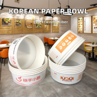 Conteneur à salade jetable en papier kraft écologique en gros avec couvercle, bol à emporter biodégradable, impression en relief