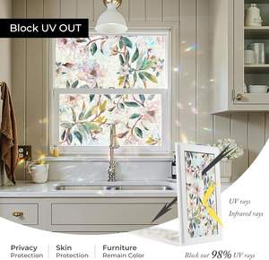 Film de fenêtre de confidentialité en verre teinté fantaisie, vinyle givré, sans colle, adhésif statique, rectangle, Chine, maison, cuisine, bureau, salle de bain, 44x200cm - Product Image 4