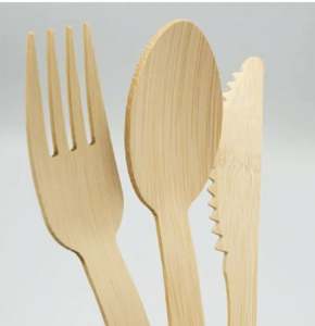 100% Cuchara de madera natural Desechable Grado alimenticio Premium Bambú Tenedores Cucharas Cuchillos - Product Image 5