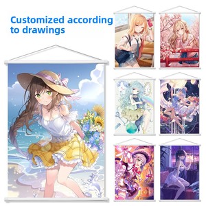 Poster Decorativo 2D con Cornice, Stile <span class=keywords><strong>Anime</strong></span> Giapponese, in Velluto Effetto Pelle di Pesca, Broccato, Raso e Pittura a Olio su Tela - Product Image 2