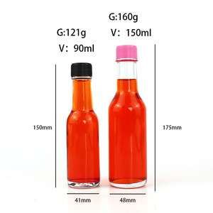 Bouteille de sauce piquante en <span class=keywords><strong>verre</strong></span> transparente personnalisée, ronde, en gros, 100 ml, 150 ml, 5 oz, 8 oz, vide - Product Image 2