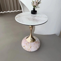 Table d'appoint ronde moderne extensible en fer et marbre pour usage domestique ou commercial