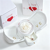 Rose éternelle avec collier « Je t'aime » en 100 langues – Un cadeau pour Noël, anniversaire, Thanksgiving